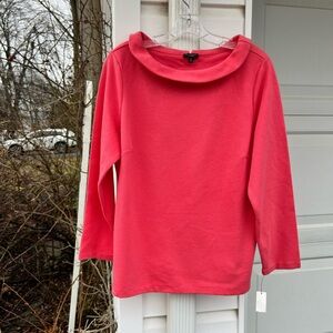 NWT Talbots Pretty Coral Audrey Neck Button Back 3/4 Sleeve Top